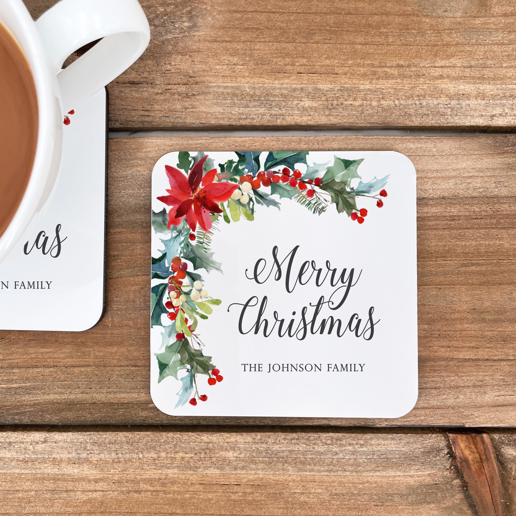 Traditional Christmas Coasters, Poinsettia Coaster – Best Day Ever Spot