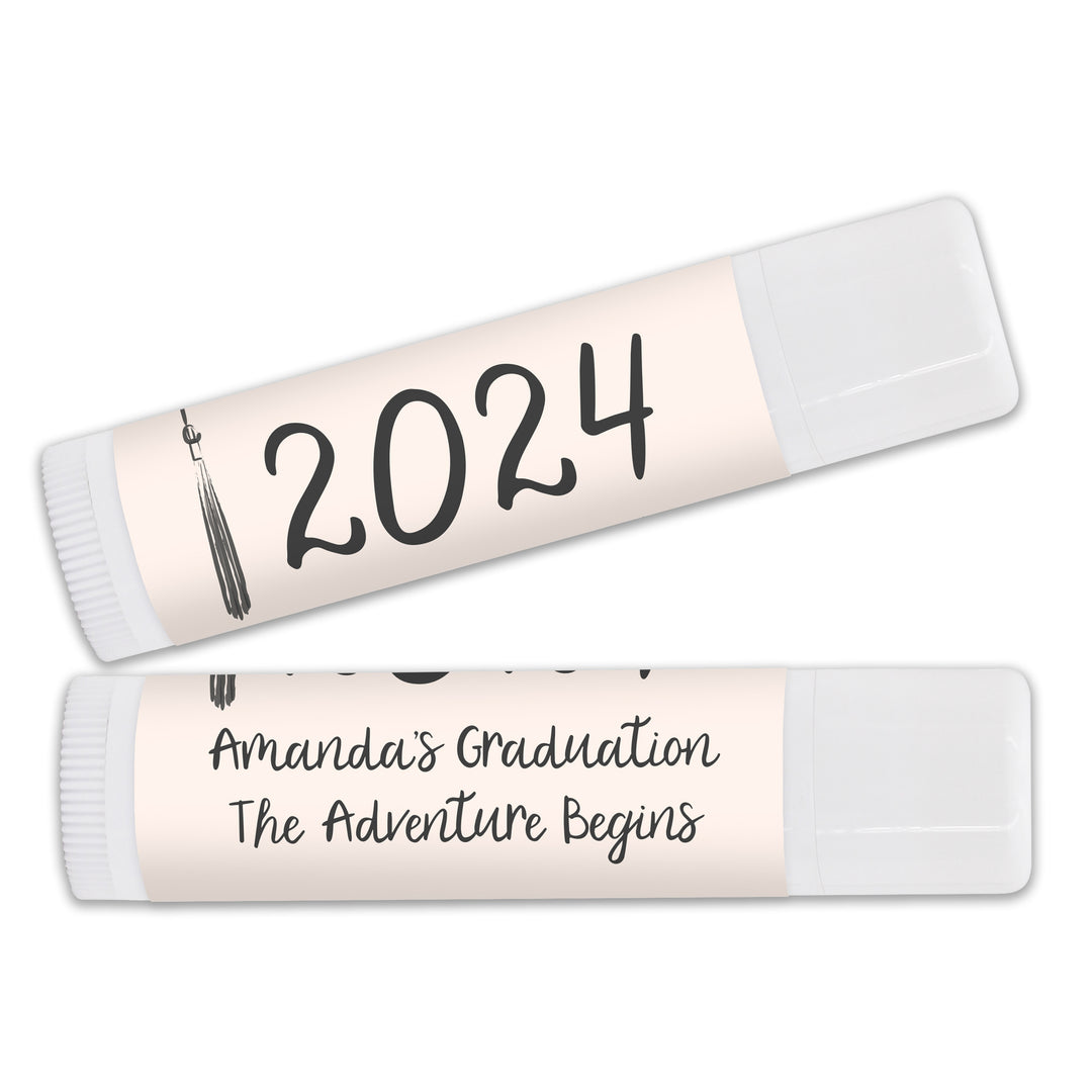 Personalized Lip Balm Graduation Favors, Hand Drawn Tassel Sketch