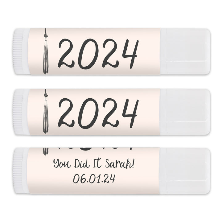 Personalized Lip Balm Graduation Favors, Hand Drawn Tassel Sketch