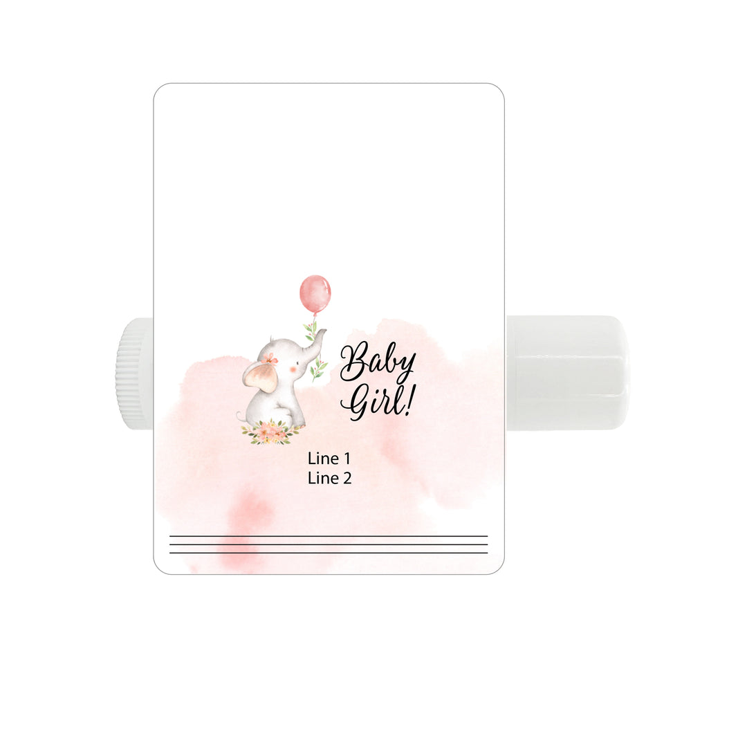 Personalized Lip Balm, Baby Shower Favors, Baby Girl Elephant