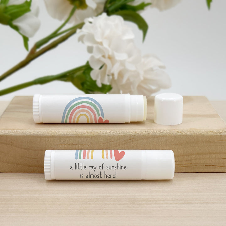 Rainbow Baby Shower, Personalized Baby Shower Lip Balm