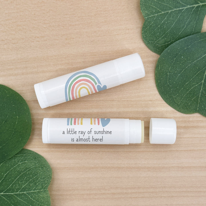 Rainbow Baby Shower, Personalized Baby Shower Lip Balm