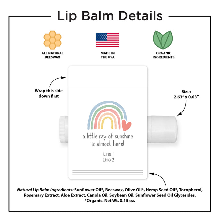 Rainbow Baby Shower, Personalized Baby Shower Lip Balm