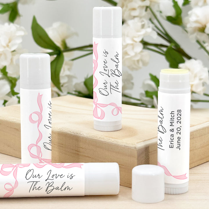 Personalized Lip Balm Wedding Favors, Hand Drawn Ribbon, Tying the Knot