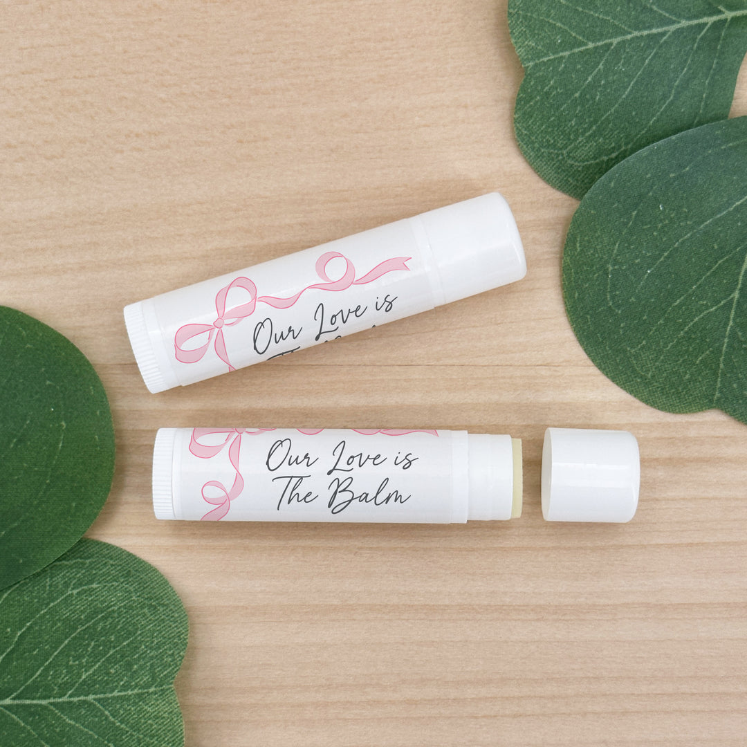 Personalized Lip Balm Wedding Favors, Hand Drawn Ribbon, Tying the Knot