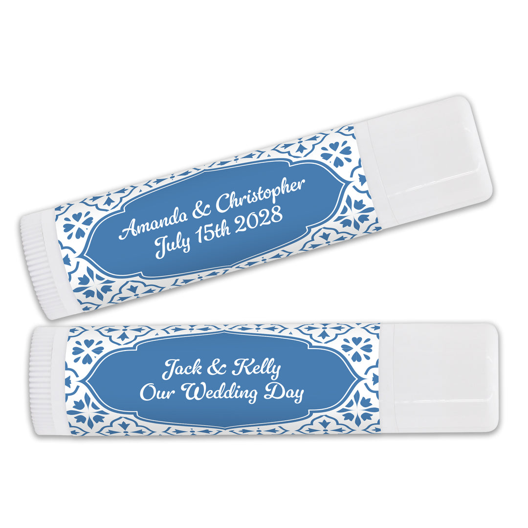 Personalized Lip Balm Favors, Wedding Favors, Bridal Shower Favor, Amalfi Coast Italian Wedding, Mediterranean Tile