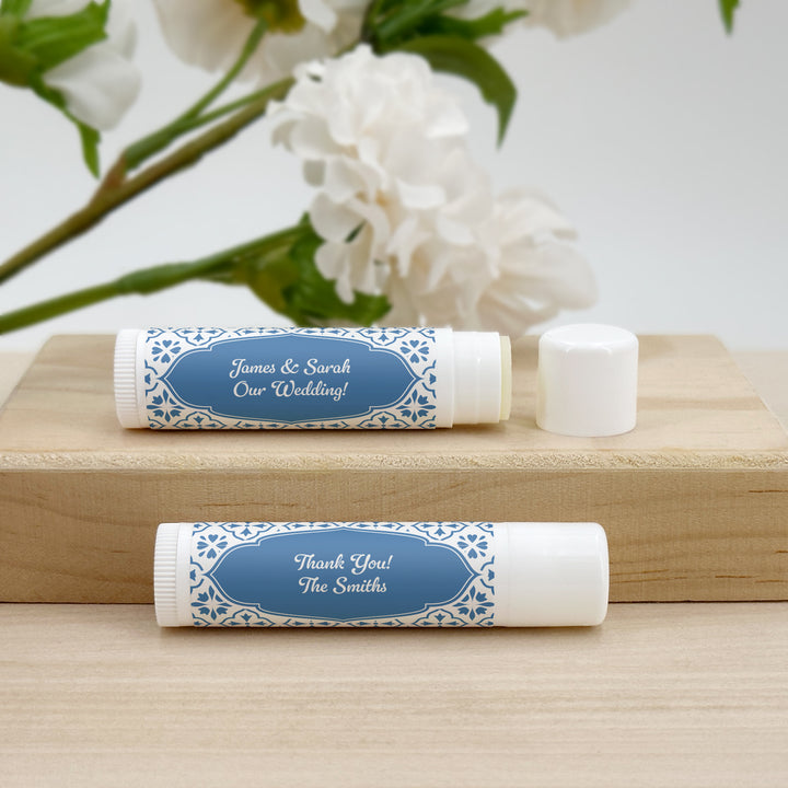 Personalized Lip Balm Favors, Wedding Favors, Bridal Shower Favor, Amalfi Coast Italian Wedding, Mediterranean Tile