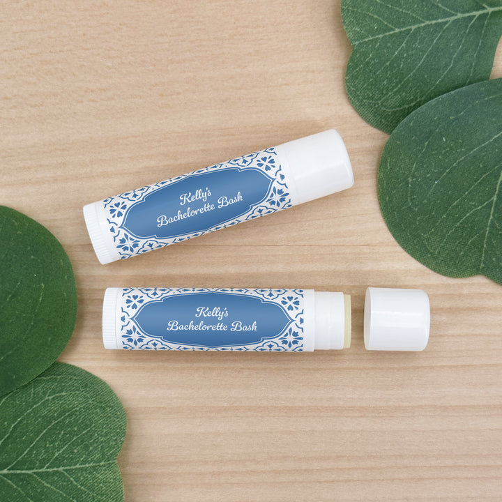 Personalized Lip Balm Favors, Wedding Favors, Bridal Shower Favor, Amalfi Coast Italian Wedding, Mediterranean Tile