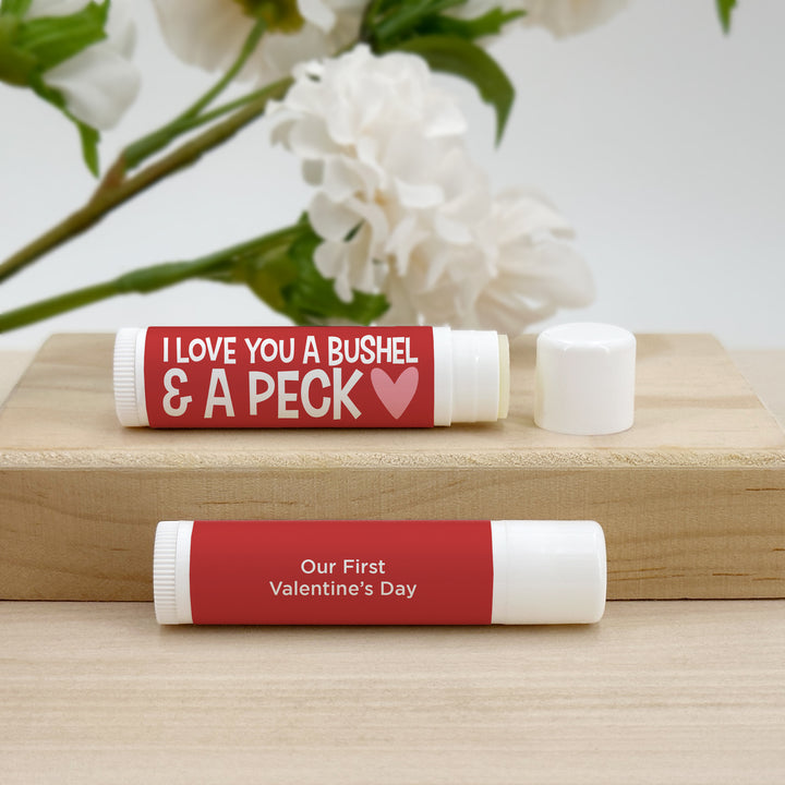 Personalized Lip Balm Valentine's Favors, Galentine's Lip Balm, I Love You a Bushel & a Peck, You're the Balm