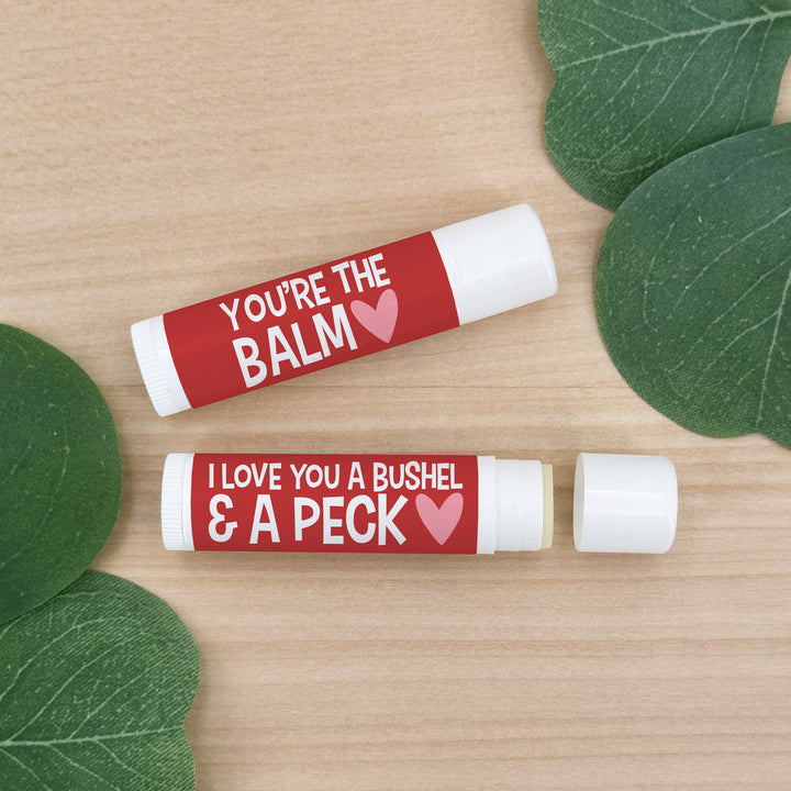 Personalized Lip Balm Valentine's Favors, Galentine's Lip Balm, I Love You a Bushel & a Peck, You're the Balm