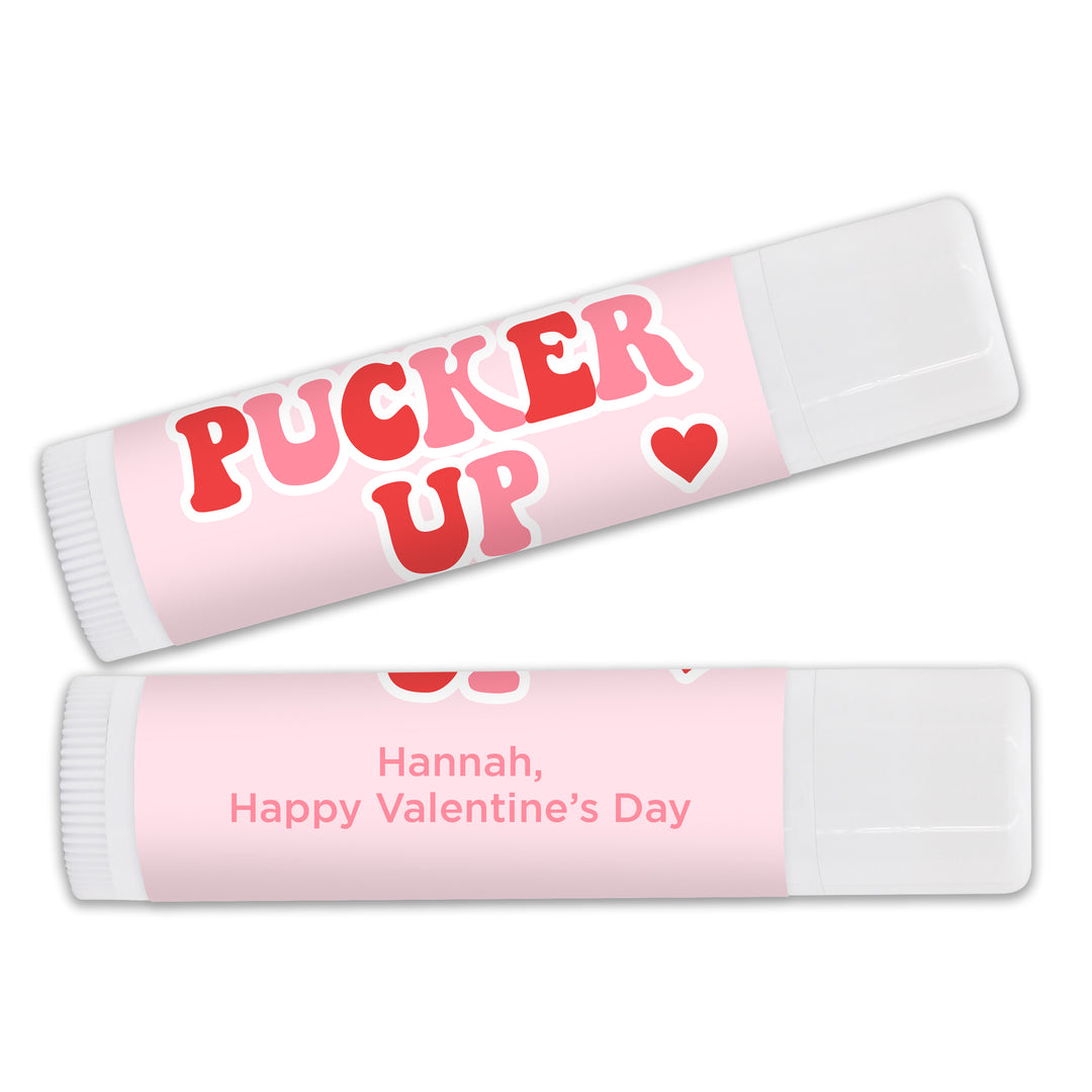 Personalized Lip Balm Valentine's Favors, Galentine's Lip Balm, Pucker Up, Smooch, Love