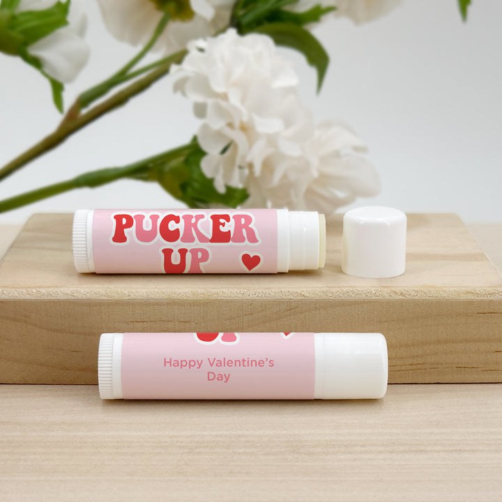 Personalized Lip Balm Valentine's Favors, Galentine's Lip Balm, Pucker Up, Smooch, Love