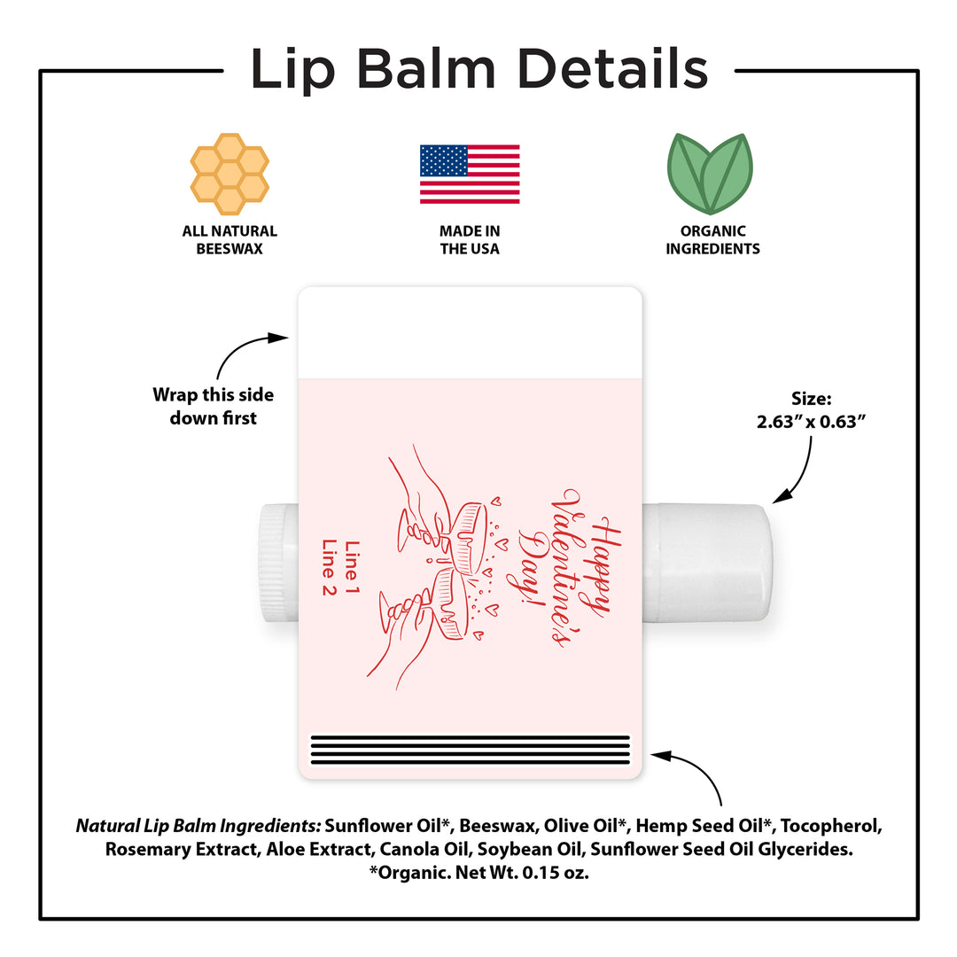 Personalized Lip Balm Valentine's Favors, Galentine's Lip Balm, Clinking Champagne Coupes