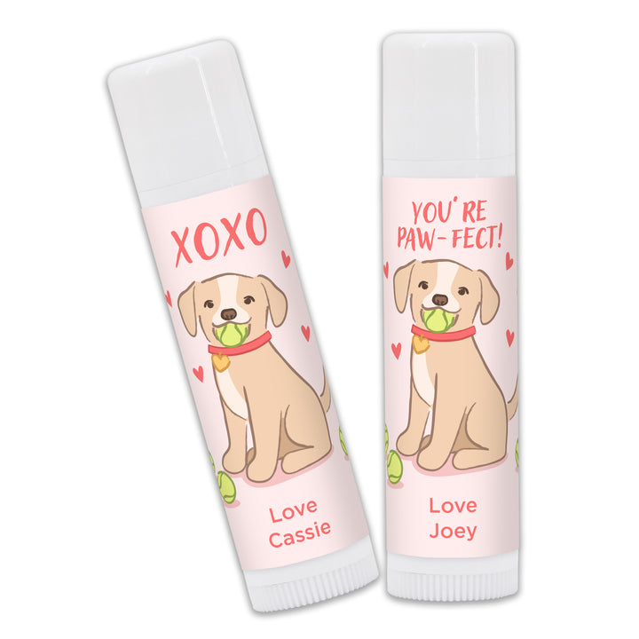 Personalized Lip Balm Valentine's Favors, Galentine's Lip Balm, Valentine's Puppy