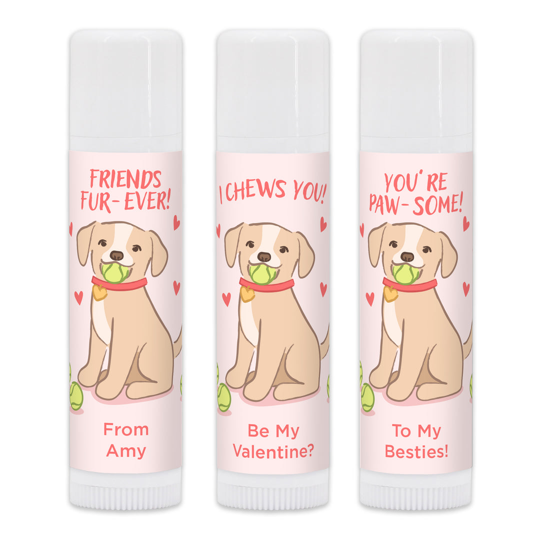 Personalized Lip Balm Valentine's Favors, Galentine's Lip Balm, Valentine's Puppy