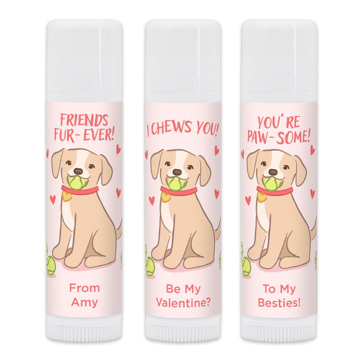 Personalized Lip Balm Valentine's Favors, Galentine's Lip Balm, Valentine's Puppy