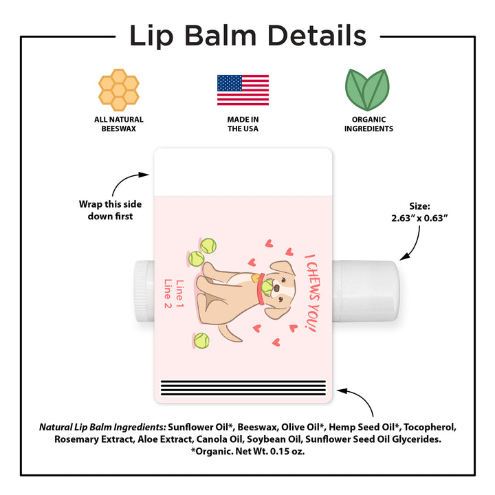 Personalized Lip Balm Valentine's Favors, Galentine's Lip Balm, Valentine's Puppy