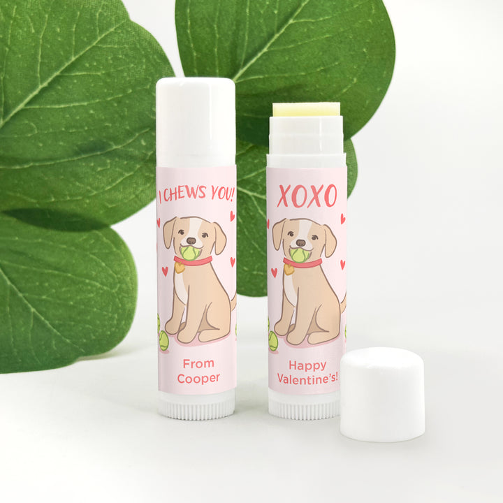 Personalized Lip Balm Valentine's Favors, Galentine's Lip Balm, Valentine's Puppy