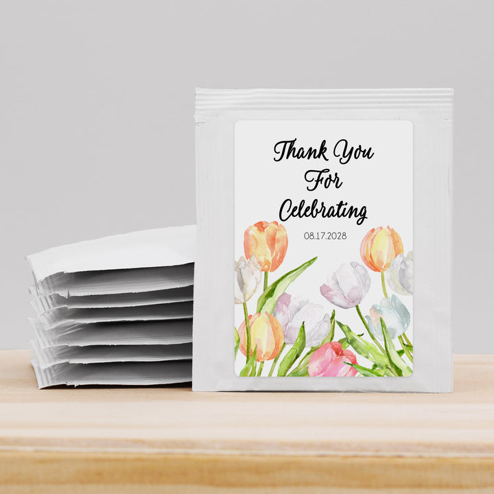 Bridal Shower Personalized Tea Bags, Watercolor Tulips