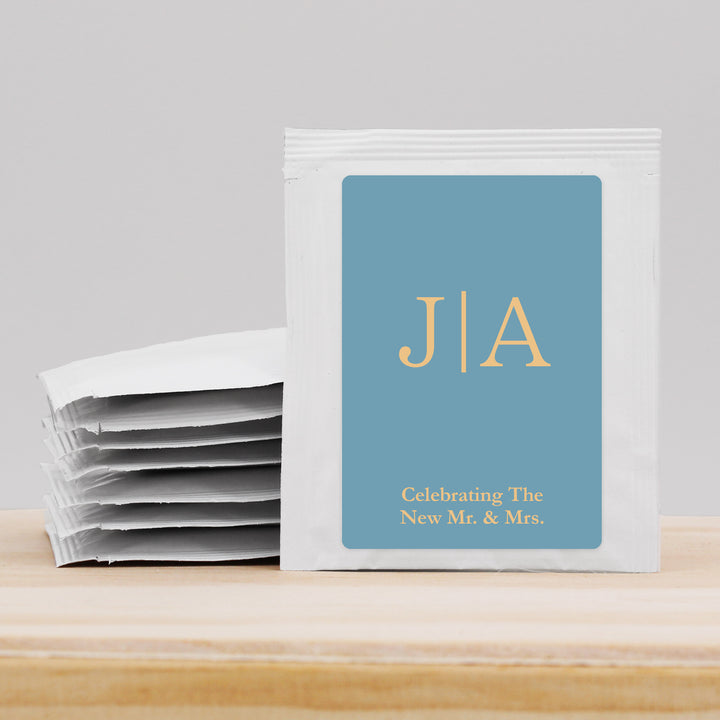 Wedding Favor Personalized Tea Bags, Wedding Initials, Gold Monogram Tea