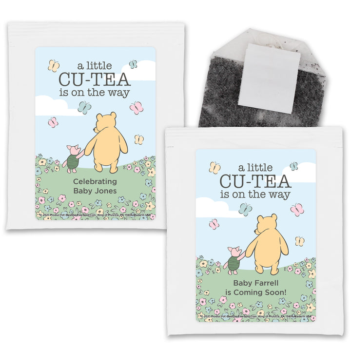 Winnie the Pooh Baby Shower Tea Bags, Baby Shower Favors, Baby Shower Tea, A Little Cu-Tea is on the Way, Pooh and Piglet Blue Skies