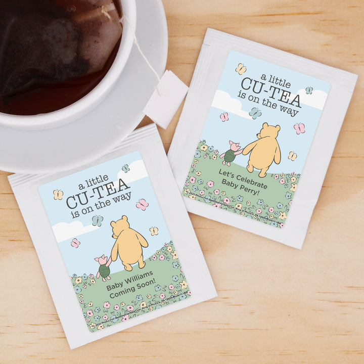 Winnie the Pooh Baby Shower Tea Bags, Baby Shower Favors, Baby Shower Tea, A Little Cu-Tea is on the Way, Pooh and Piglet Blue Skies