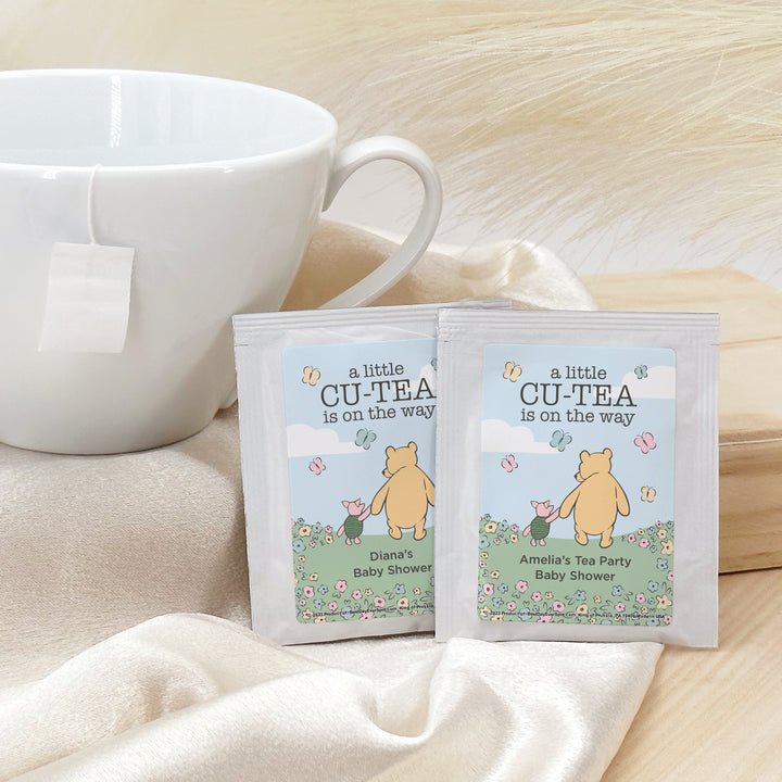 Winnie the Pooh Baby Shower Tea Bags, Baby Shower Favors, Baby Shower Tea, A Little Cu-Tea is on the Way, Pooh and Piglet Blue Skies