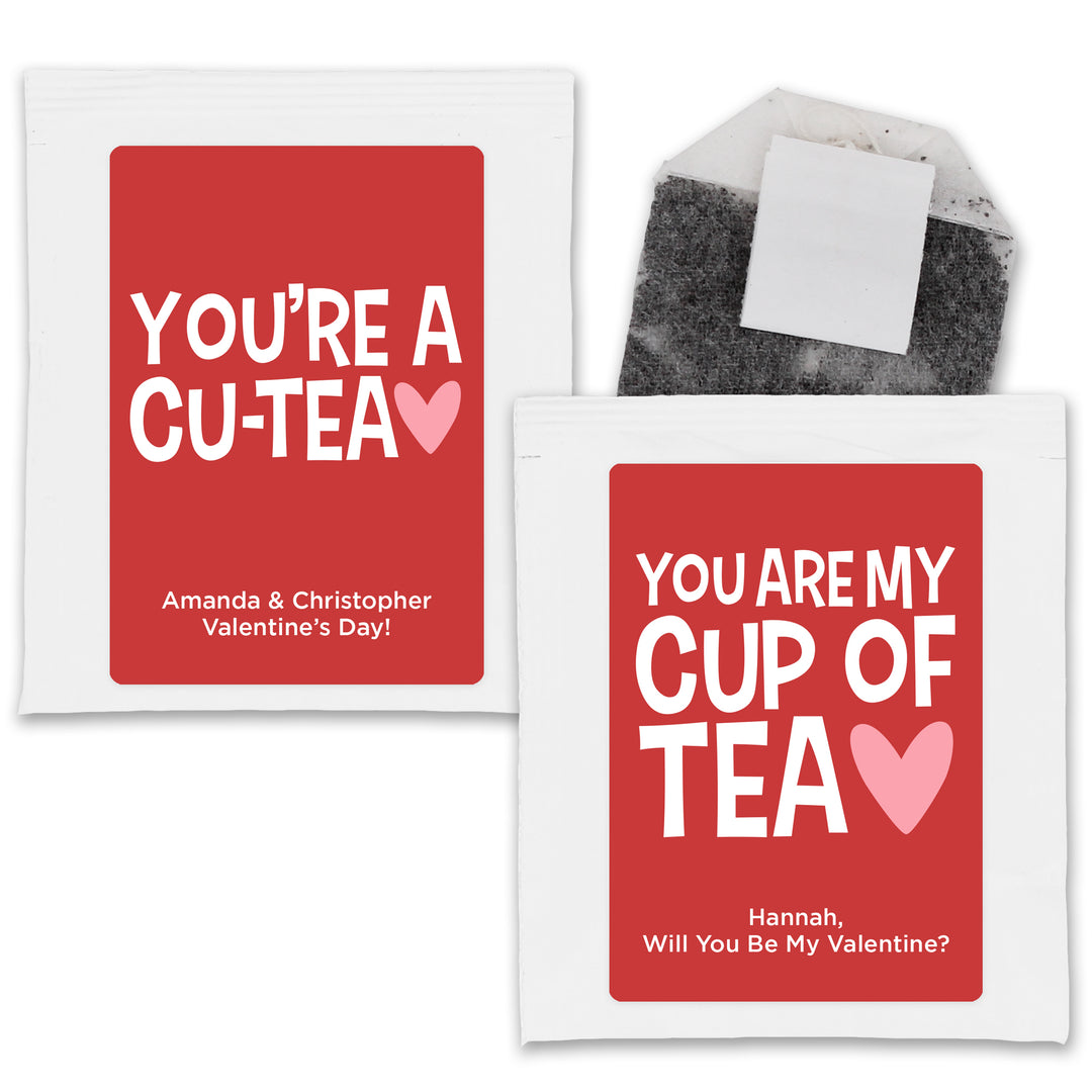 Valentine's Day Favor Personalized Tea Bags, Galentine's Tea, You're a Cu-Tea, You are my Cup of Tea