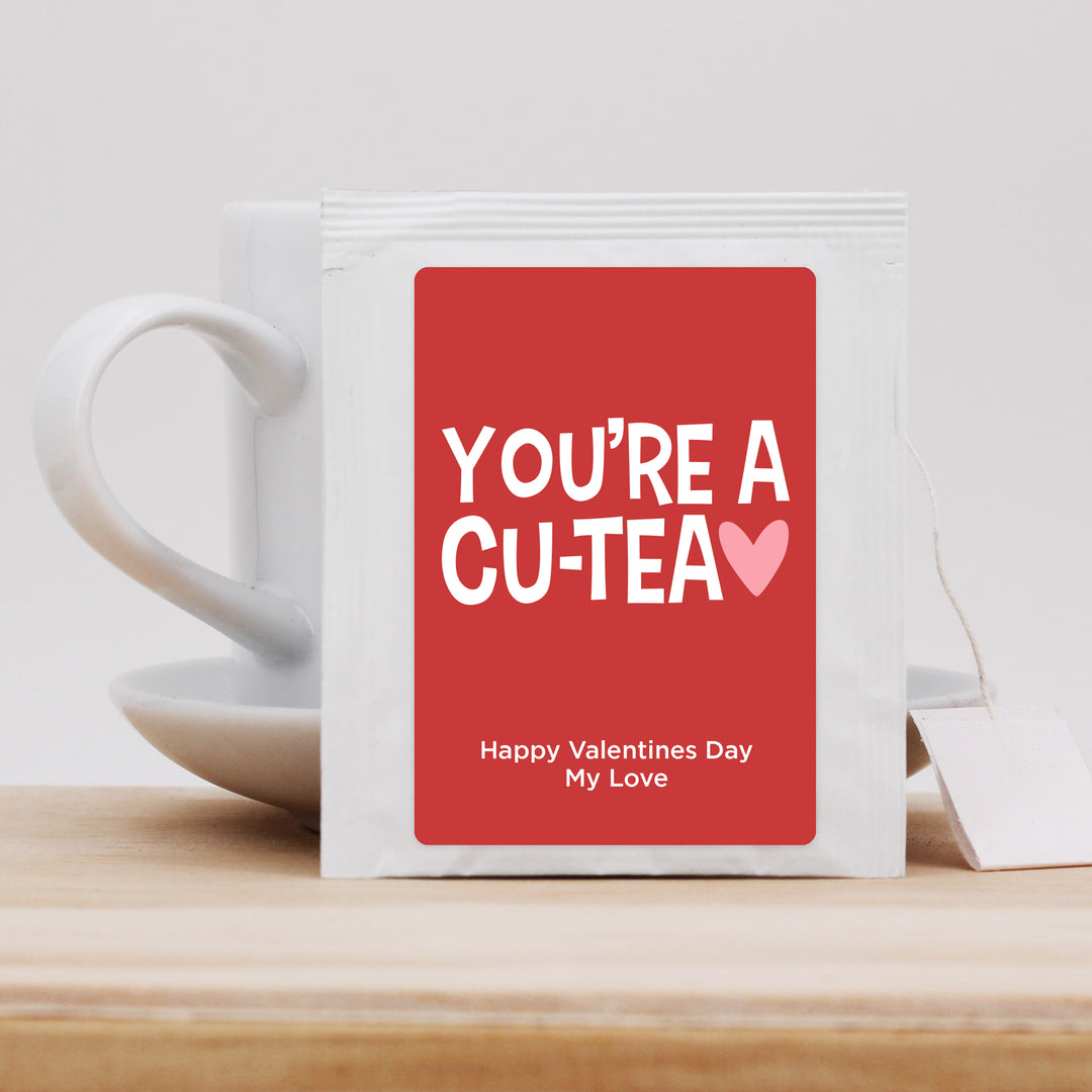 Valentine's Day Favor Personalized Tea Bags, Galentine's Tea, You're a Cu-Tea, You are my Cup of Tea