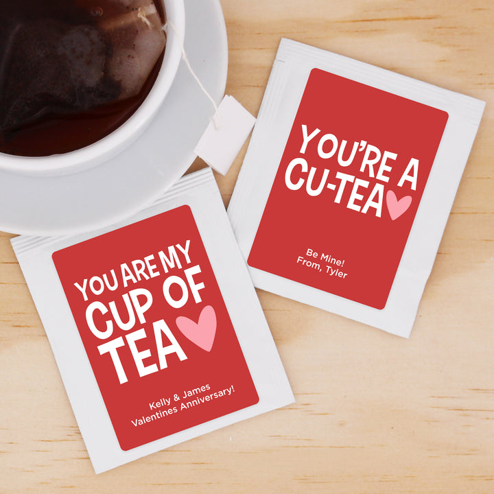 Valentine's Day Favor Personalized Tea Bags, Galentine's Tea, You're a Cu-Tea, You are my Cup of Tea