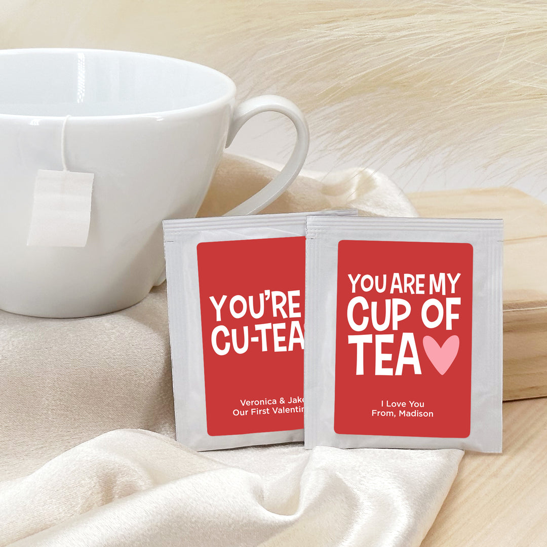 Valentine's Day Favor Personalized Tea Bags, Galentine's Tea, You're a Cu-Tea, You are my Cup of Tea