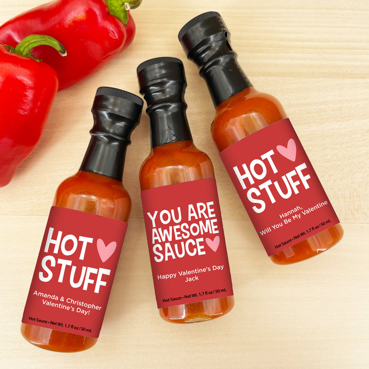 Hot Sauce Valentine's Favors, Galentine's Hot Sauce, You are Awesome Sauce, Hot Stuff, 1.7 oz bottle of hot sauce