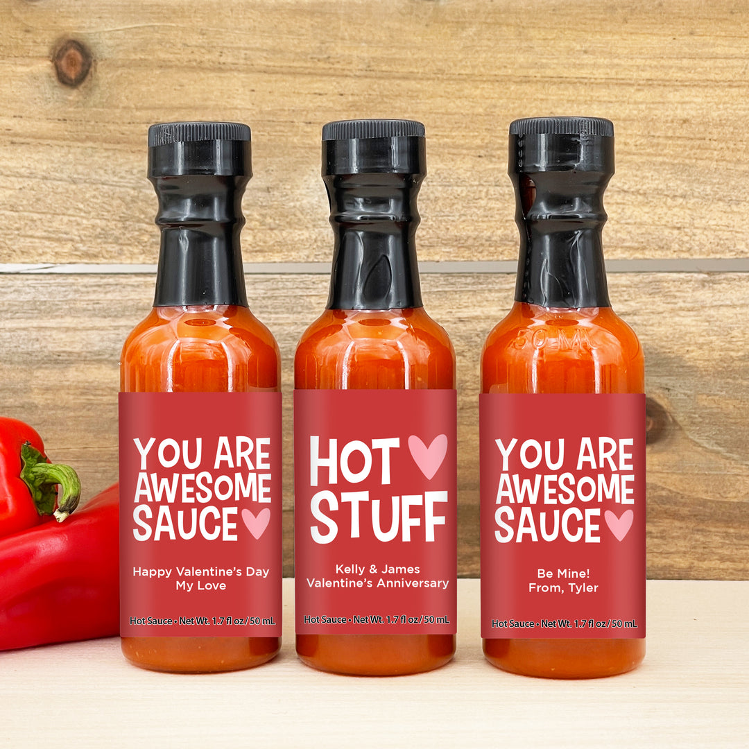 Hot Sauce Valentine's Favors, Galentine's Hot Sauce, You are Awesome Sauce, Hot Stuff, 1.7 oz bottle of hot sauce