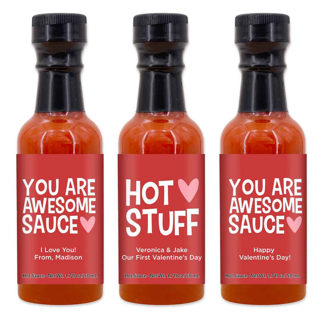 Hot Sauce Valentine's Favors, Galentine's Hot Sauce, You are Awesome Sauce, Hot Stuff, 1.7 oz bottle of hot sauce