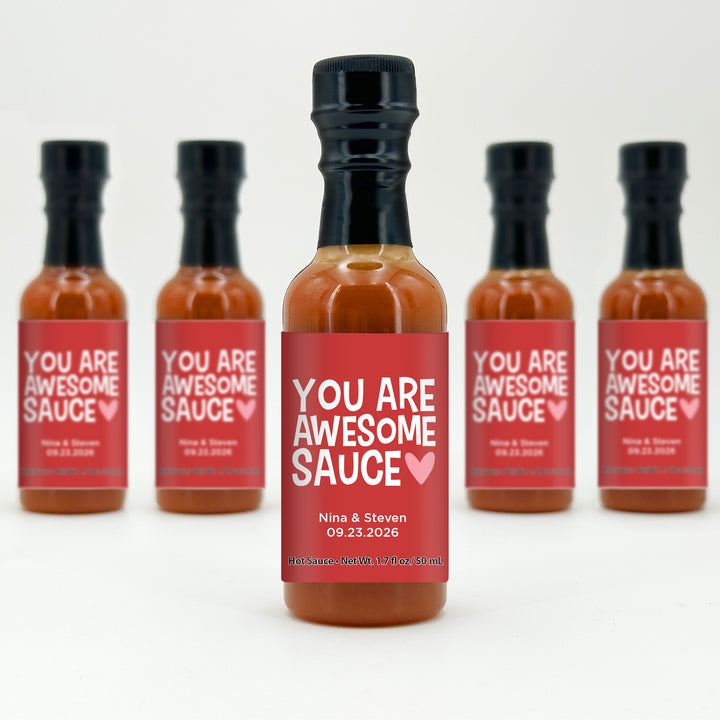 Hot Sauce Valentine's Favors, Galentine's Hot Sauce, You are Awesome Sauce, Hot Stuff, 1.7 oz bottle of hot sauce