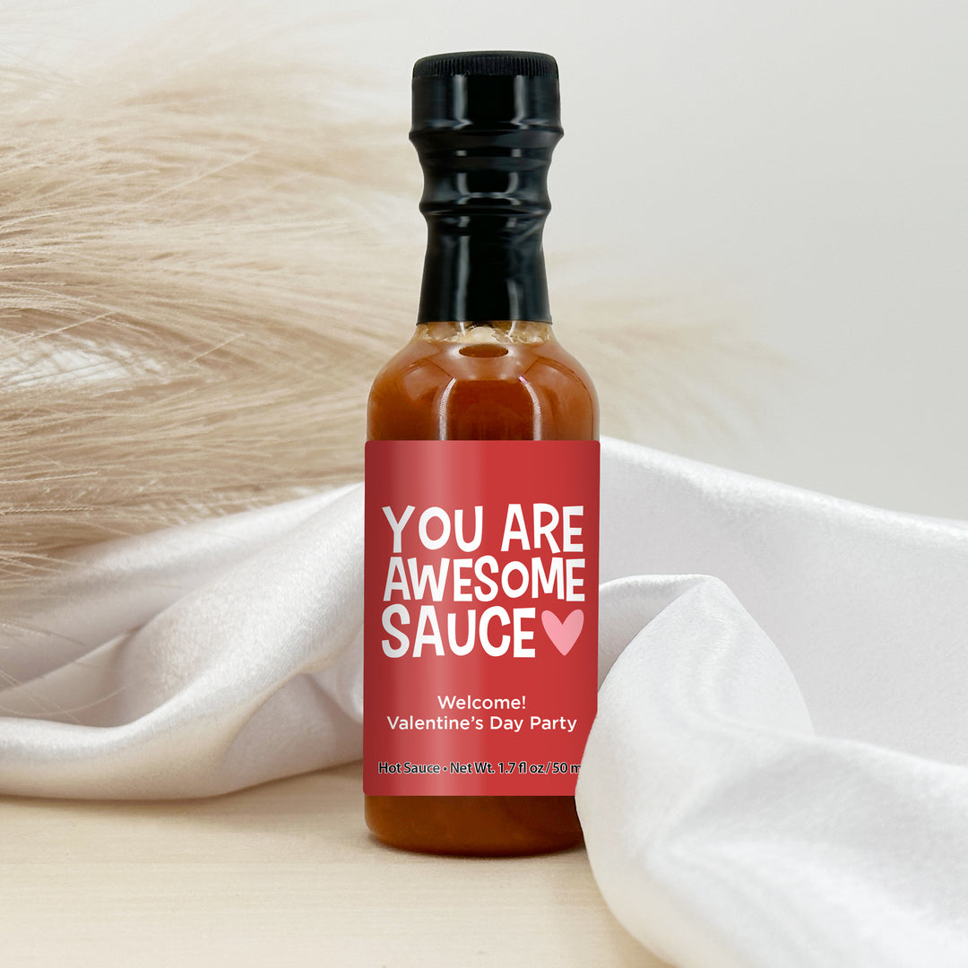 Hot Sauce Valentine's Favors, Galentine's Hot Sauce, You are Awesome Sauce, Hot Stuff, 1.7 oz bottle of hot sauce