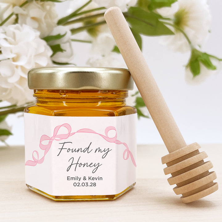 Honey Wedding Favors, Hand Drawn Ribbon, Tying the Knot