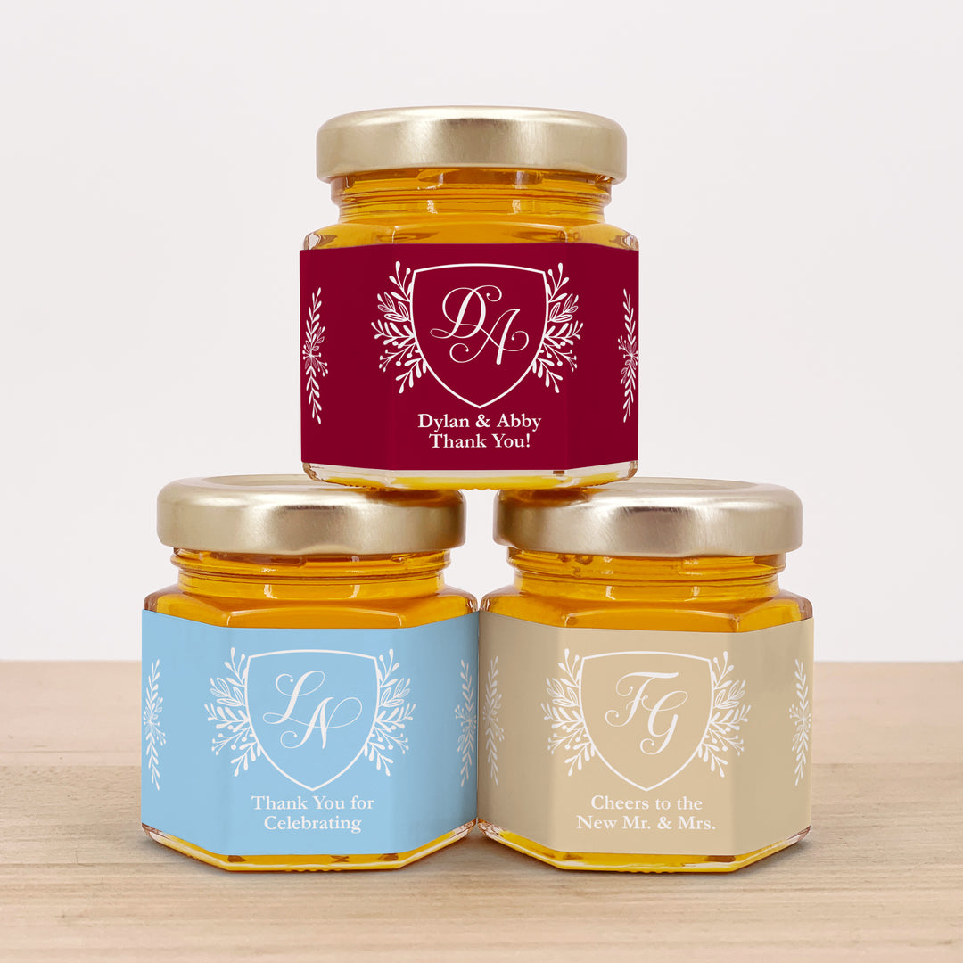 Honey Wedding Favors, Wedding Initials, Wedding Monogram Crest