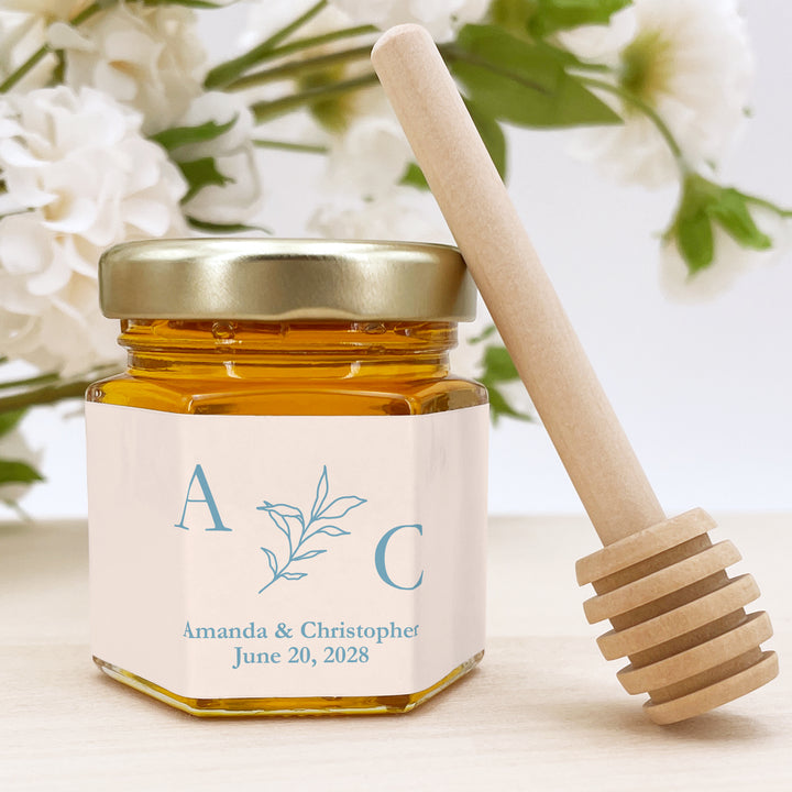 Honey Wedding Favors, Wedding Initials, Botanical Monogram