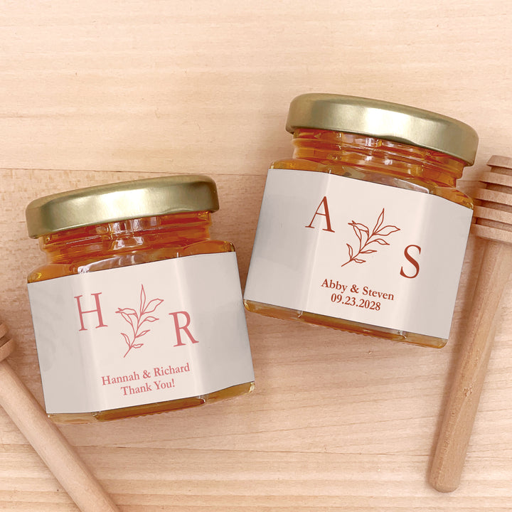 Honey Wedding Favors, Wedding Initials, Botanical Monogram