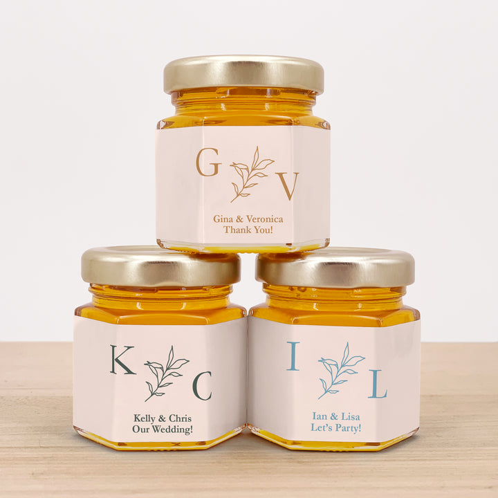 Honey Wedding Favors, Wedding Initials, Botanical Monogram