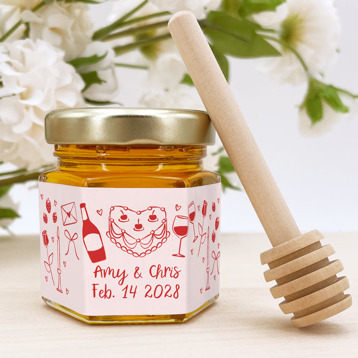 Honey Valentine's Day Favors, Galentine's Honey, Hand Drawn Valentine's Pattern Honey