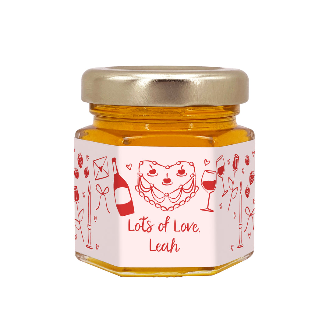 Honey Valentine's Day Favors, Galentine's Honey, Hand Drawn Valentine's Pattern Honey