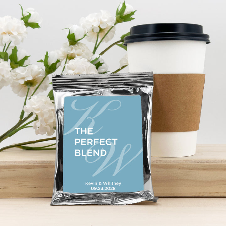 Custom Coffee Wedding Favors, Wedding Initials, The Perfect Blend, Faded Monogram