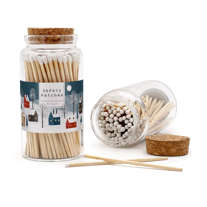 Apothecary Jar Safety Matches, Custom Decorative Matches, Home Décor Gifts, Snowy Village Match Jar