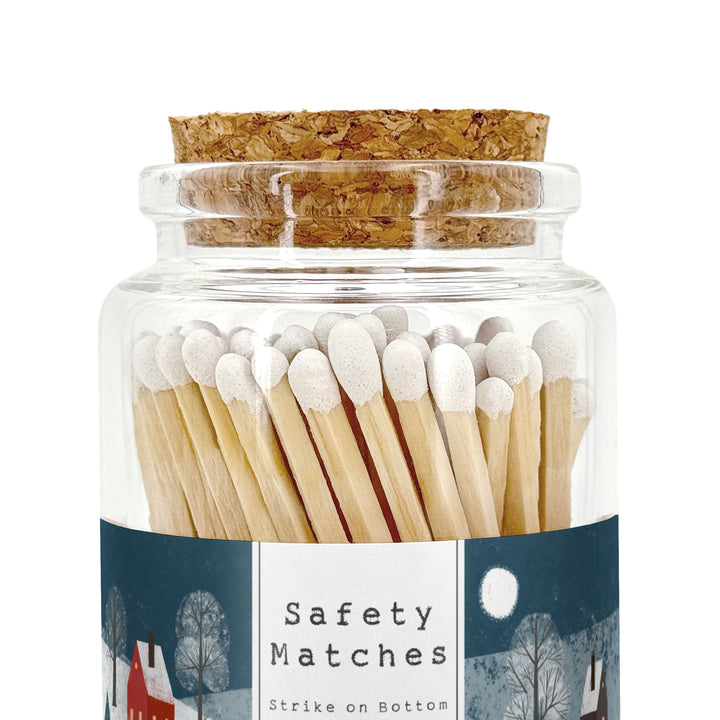 Apothecary Jar Safety Matches, Custom Decorative Matches, Home Décor Gifts, Snowy Village Match Jar