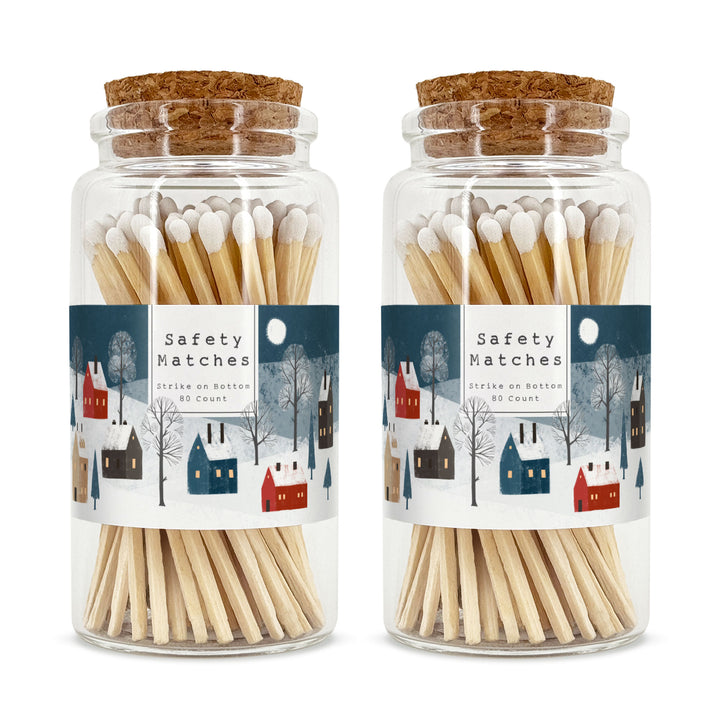 Apothecary Jar Safety Matches, Custom Decorative Matches, Home Décor Gifts, Snowy Village Match Jar