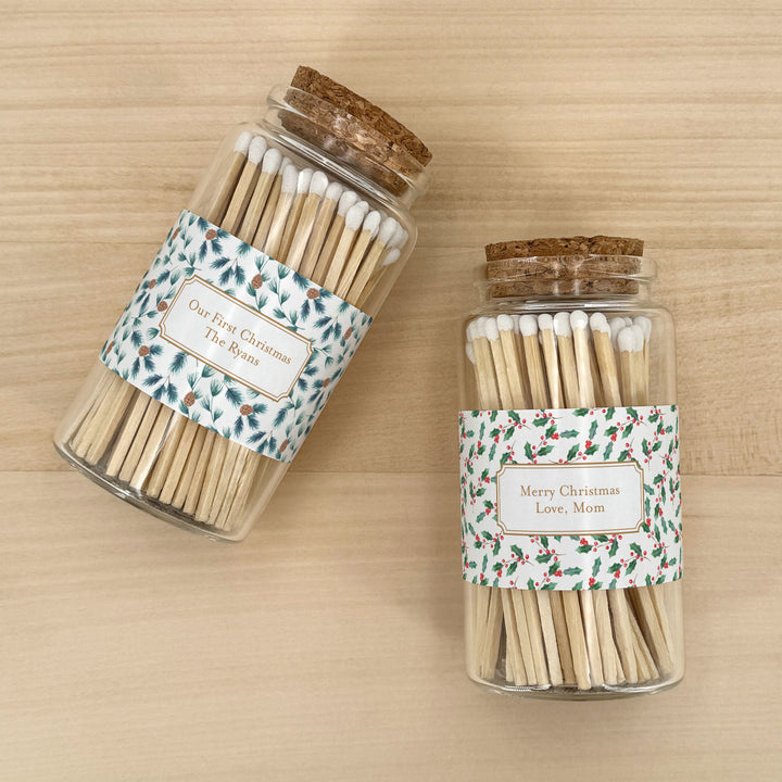 Apothecary Jar Safety Matches, Custom Decorative Matches, Home Décor Gifts, Winter Pattern Match Jar