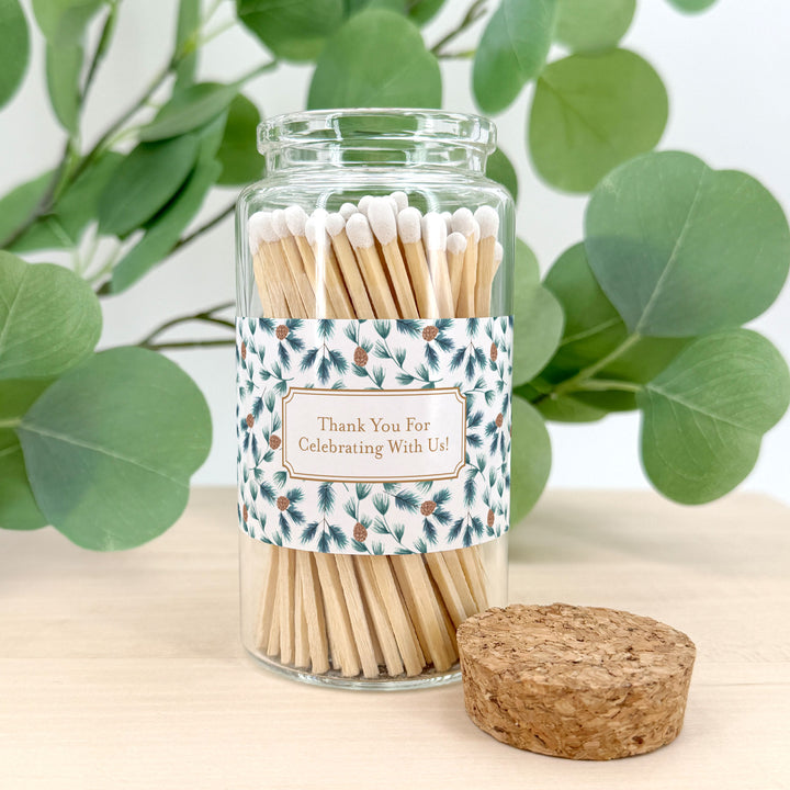 Apothecary Jar Safety Matches, Custom Decorative Matches, Home Décor Gifts, Winter Pattern Match Jar