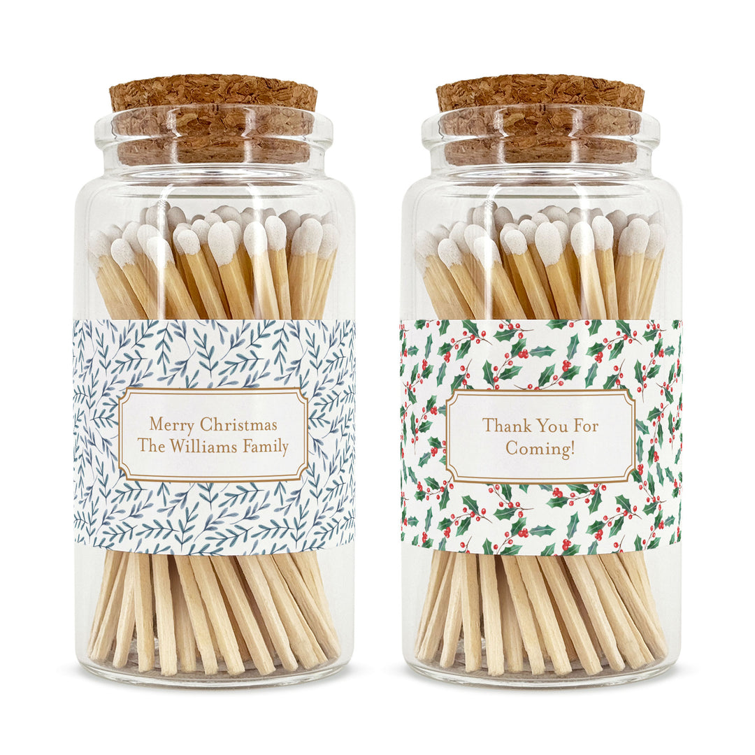 Apothecary Jar Safety Matches, Custom Decorative Matches, Home Décor Gifts, Winter Pattern Match Jar